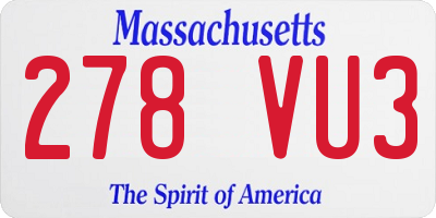 MA license plate 278VU3