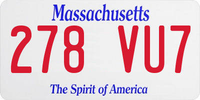 MA license plate 278VU7