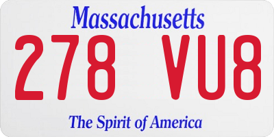MA license plate 278VU8