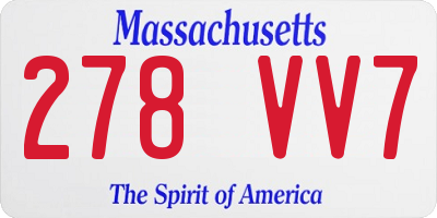 MA license plate 278VV7