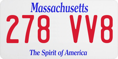 MA license plate 278VV8