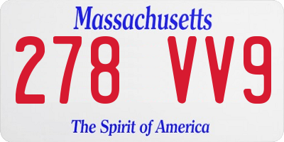 MA license plate 278VV9