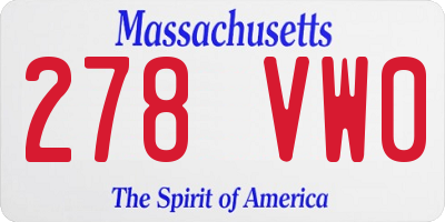 MA license plate 278VW0