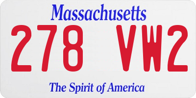 MA license plate 278VW2