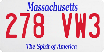 MA license plate 278VW3