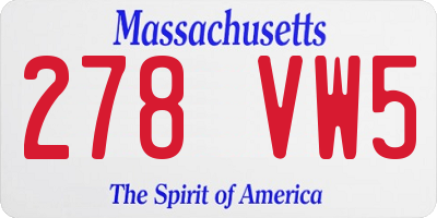 MA license plate 278VW5