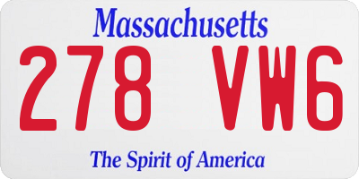 MA license plate 278VW6