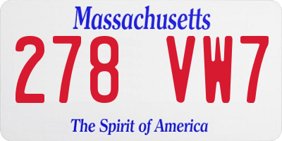 MA license plate 278VW7