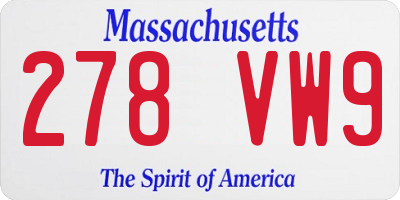 MA license plate 278VW9