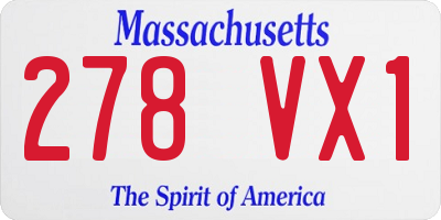 MA license plate 278VX1