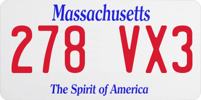 MA license plate 278VX3