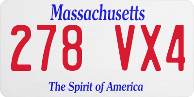 MA license plate 278VX4