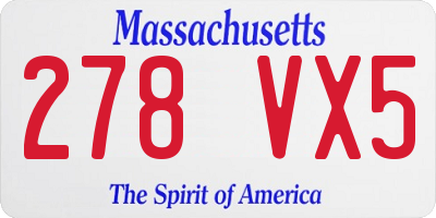 MA license plate 278VX5