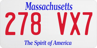 MA license plate 278VX7