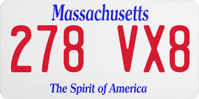 MA license plate 278VX8