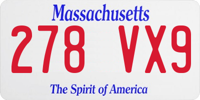 MA license plate 278VX9