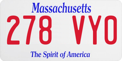 MA license plate 278VY0