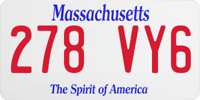 MA license plate 278VY6