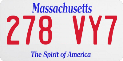 MA license plate 278VY7