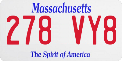 MA license plate 278VY8