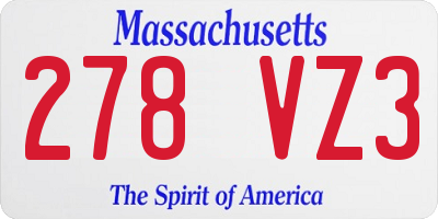 MA license plate 278VZ3