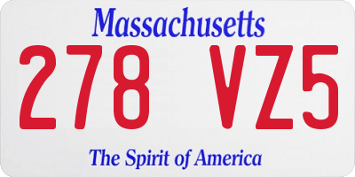 MA license plate 278VZ5