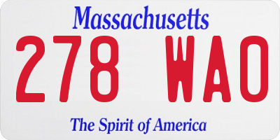 MA license plate 278WA0