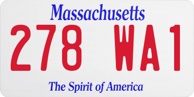 MA license plate 278WA1