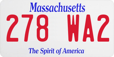 MA license plate 278WA2