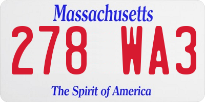 MA license plate 278WA3