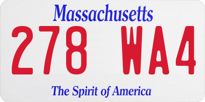 MA license plate 278WA4