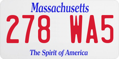 MA license plate 278WA5