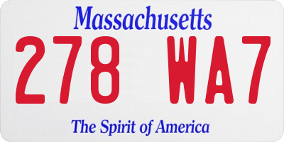 MA license plate 278WA7