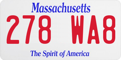 MA license plate 278WA8