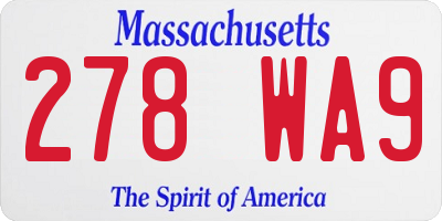 MA license plate 278WA9