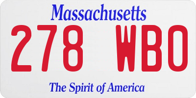 MA license plate 278WB0