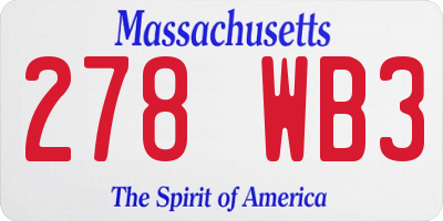 MA license plate 278WB3