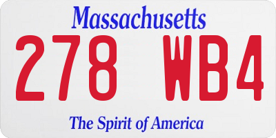 MA license plate 278WB4