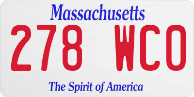 MA license plate 278WC0