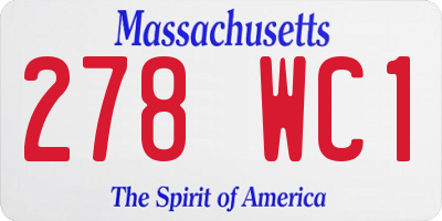MA license plate 278WC1