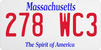 MA license plate 278WC3