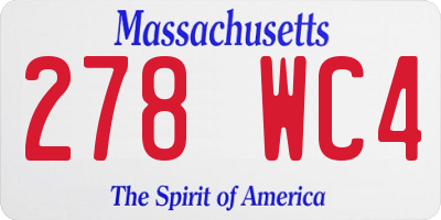 MA license plate 278WC4
