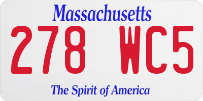 MA license plate 278WC5