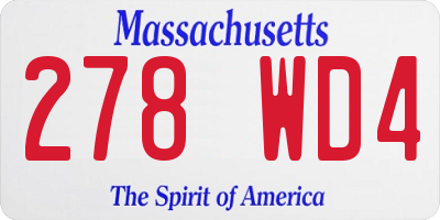 MA license plate 278WD4