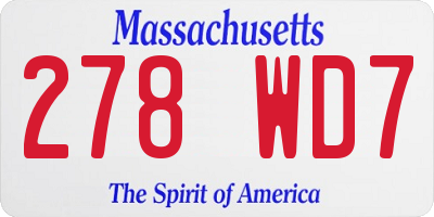 MA license plate 278WD7