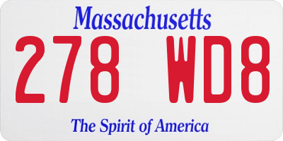 MA license plate 278WD8