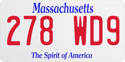 MA license plate 278WD9