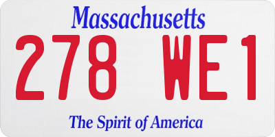MA license plate 278WE1