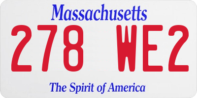 MA license plate 278WE2