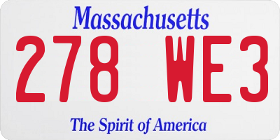 MA license plate 278WE3